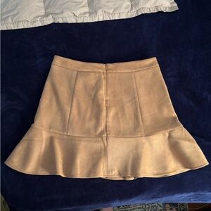 Hem & Thread Beige Flared Mini Skirt